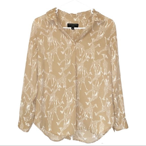 Banana Republic Tan Boyfriend Popover Top Giraffe - Picture 1 of 12